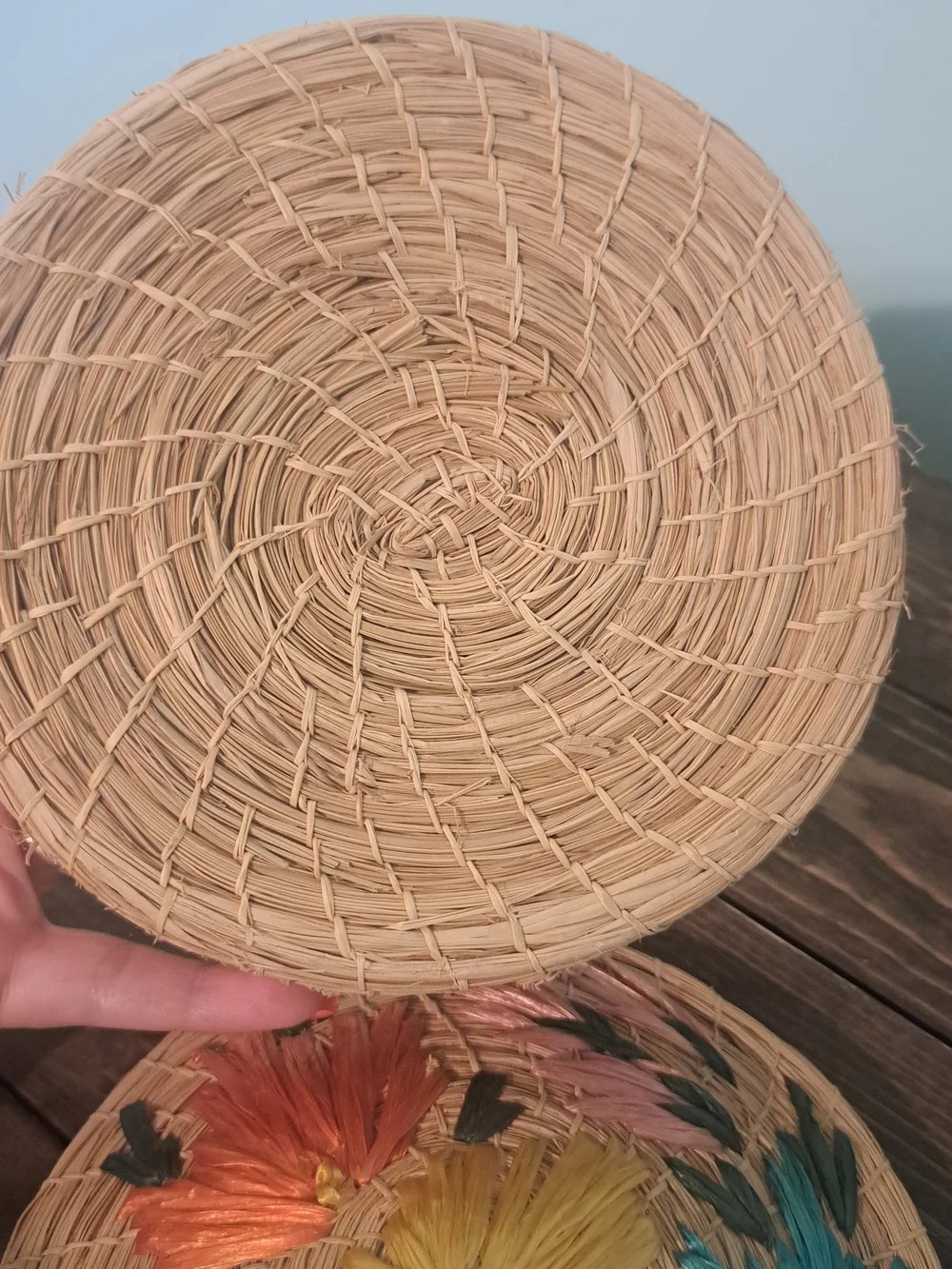 vintage hand-woven straw trinket basket